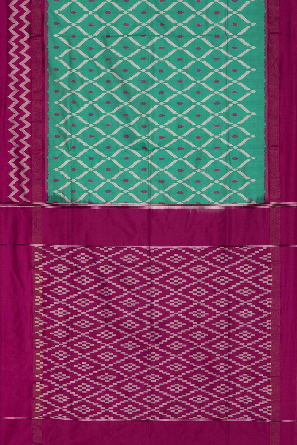 Image of Pochampally Ikat Silk Sea Green Saree
